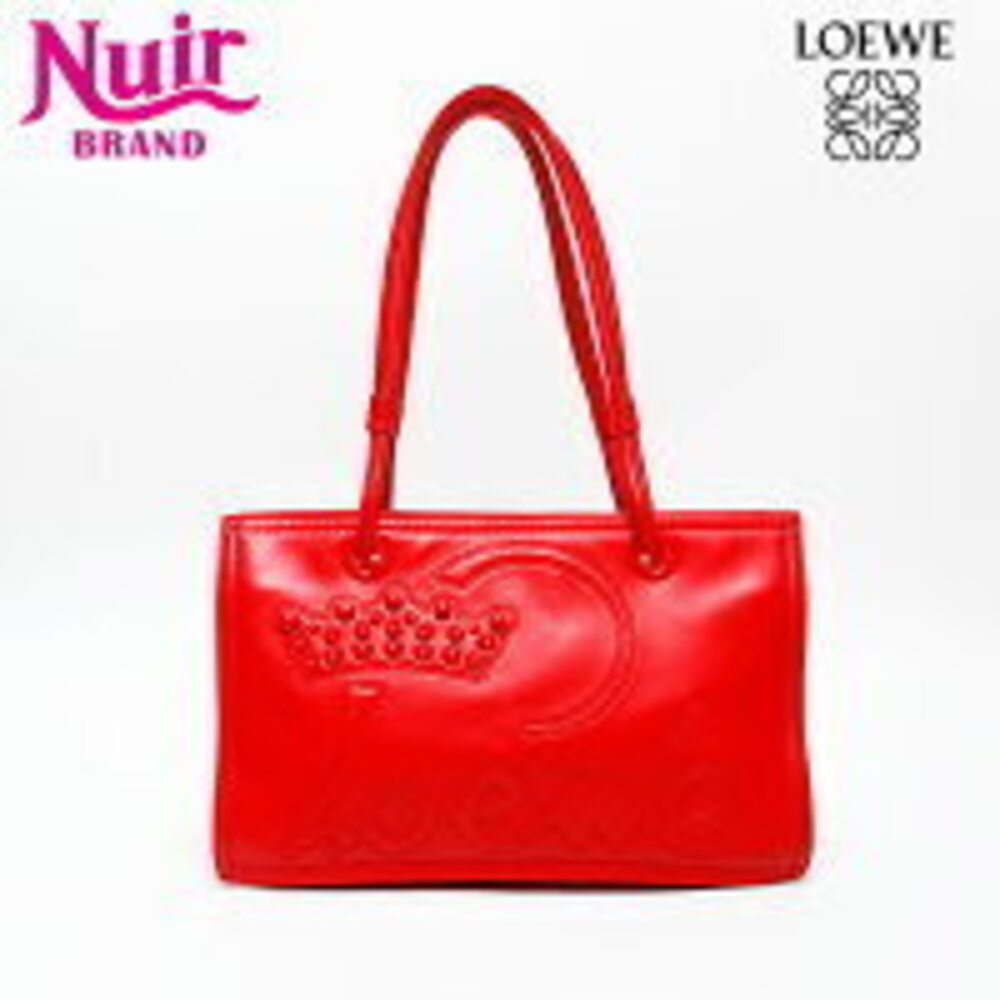 LOEWE Logo Leather Shoulder Bag Red